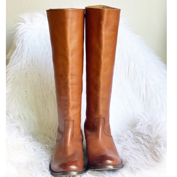 Frye Melissa Button Cognac Leather Riding Boot - Picture 3 of 9
